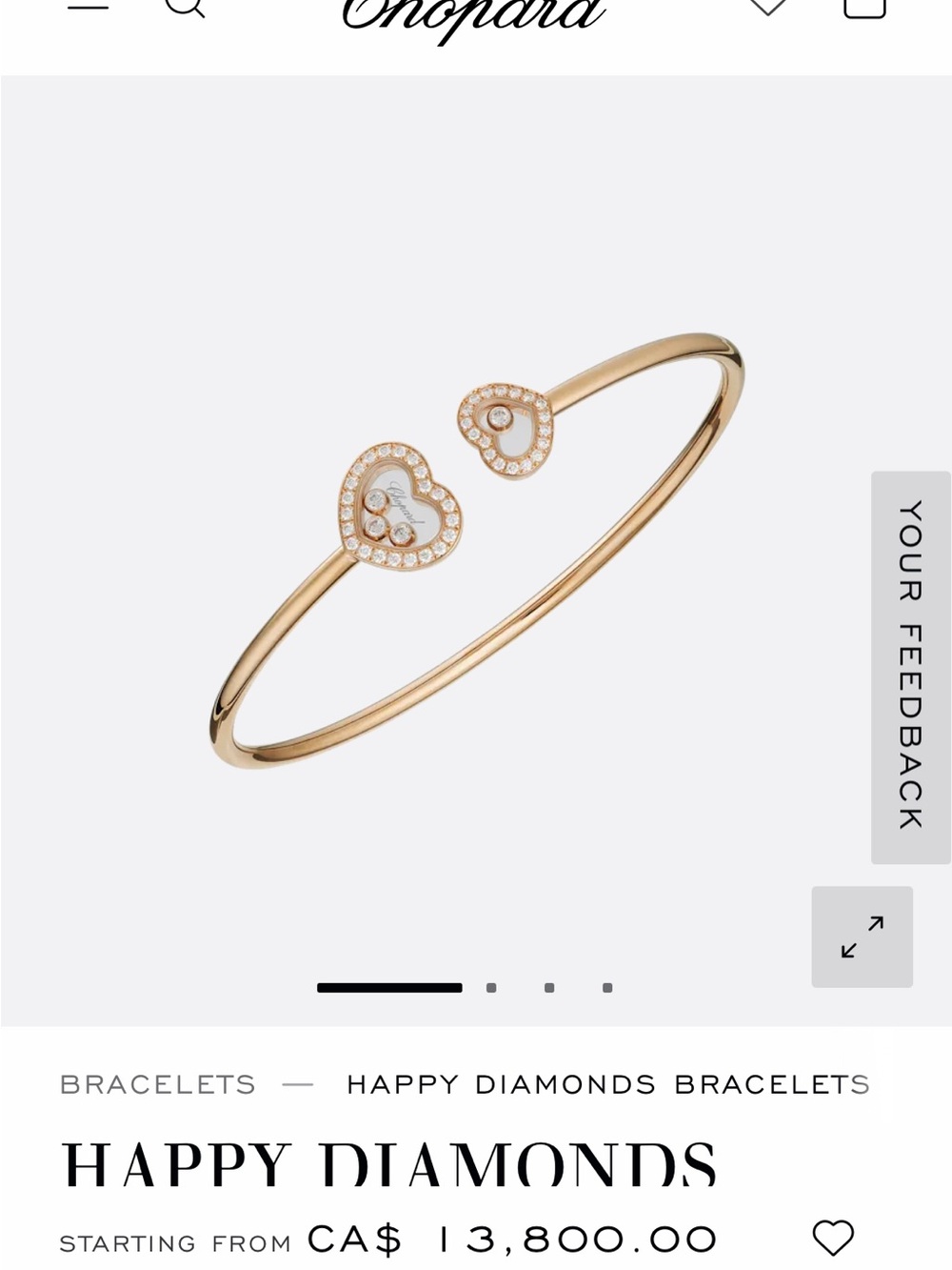 Chopard Rose Gold Heart Open Bangle with Floating Diamonds